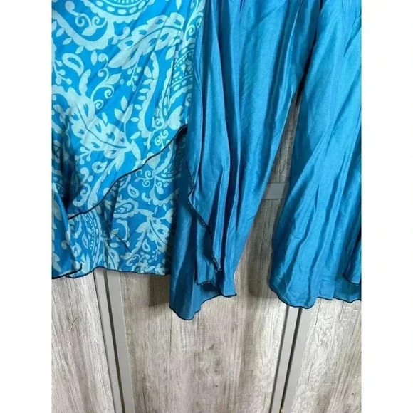 Purple Moon Pants Womens Small Paisley Print Blue Wide Leg High Rise Tulip Hem - Picture 8 of 8